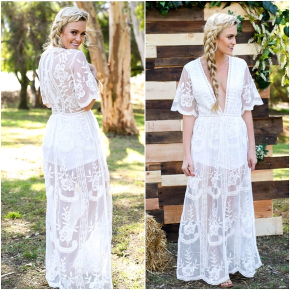 🆕LAST ONE Helena Bohemian Bardot Lace Maxi Dress - Picture 5 of 7